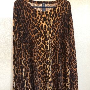 Norma Kamali Pantera Leopard Print Long Sleeve Shirt Size XL